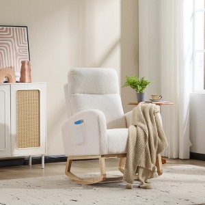 Gulches Nursery Glider Rocking Chair Teddy Fleece Upholstery White 29.50x24.80x40.90 inches for Living Room Bedroom Nursery Balcony - 1 of 4