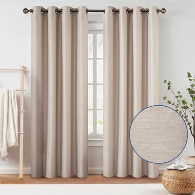 Awesome Home  Texture Room Darkening Grommet Curtains Pair, 52"X108" , Natural