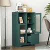 Lirago Green MDF Display Cabinet with Glass Doors & Drawer Multi-Functional Organizer for Bedroom/Living Room 25.6"D * 11.8"W * 39.4"H - 4 of 4