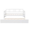 Twin Size Daybed Wood Bed with Twin Size Trundle, Wood Twin Size Kids Bed Frame with Fence, Twin Platform Bed for Living Room, No Box Spring Needed - 3 of 4