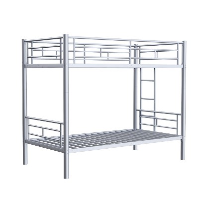NicBex Twin Over Twin Bunk Bed with Guardrail,Metal Loft Bed with Ladder and Converts to 2 Twin Beds,Noise Reduced Bunk Beds for Bedroom