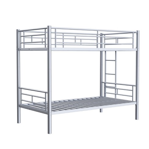 NicBex Twin Over Twin Bunk Bed with Guardrail,Metal Loft Bed with Ladder and Converts to 2 Twin Beds,Noise Reduced Bunk Beds for Bedroom,Grey Silver - image 1 of 4