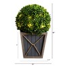 Nearly Natural 18-in UV Resistant Artificial Boxwood Ball Topiary with LED Lights in Decorative Planter (Indoor/Outdoor) - 2 of 4