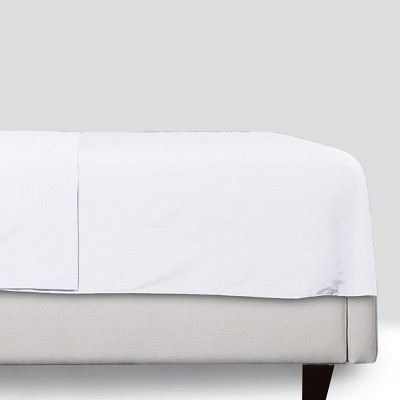 California King Bright White Cotton Microfiber Flat Sheet Set