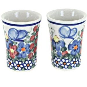 Blue Rose Polish Pottery 302 Vena 2 PC Shot Glass Set - 1 of 1