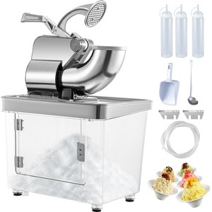 VEVOR 110V Commercial Ice Crusher 440LBS/H, ETL Approved 300W Electric Snow Cone Machine with Dual Blades, Stainless Steel Shaved Ice Machine, Silver - 1 of 4