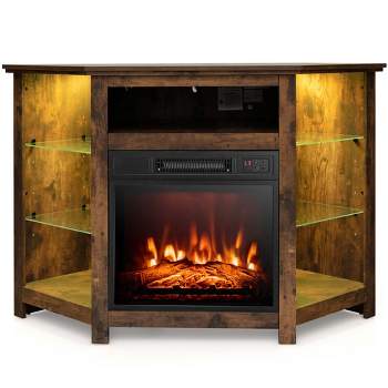 Costway Fireplace TV Stand with Led Lights & 18'' Electric Fireplace for Tvs up to 50''