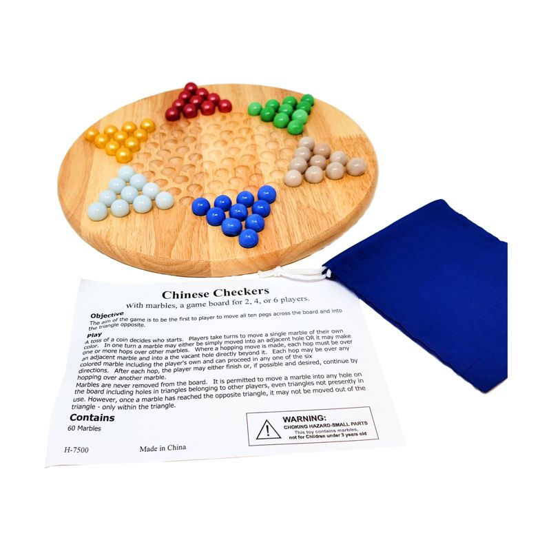 Classic Game Collection - 12&#34; Wood Chinese Checkers Set with Marbles, 5 of 7