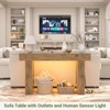Besiost Farmhouse Console Table with Power Outlets, Wood Narrow Entryway Table - 2 of 4