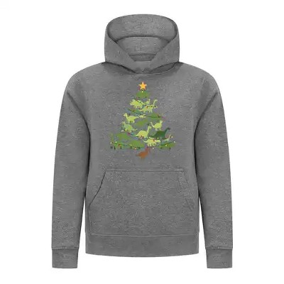 Everyday Kids Christmas Collection Dinosaur Tree Boys Pullover Hoodie – Holiday Sweatshirt