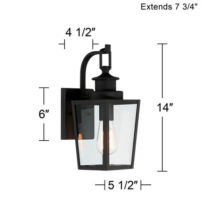 Set of 2 Black Painted Glass Outdoor Lantern Wall Lights