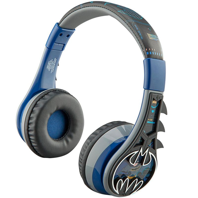 eKids Batman Bluetooth Headphones for Kids, Over Ear Headphones with Microphone - Blue (BM-B52.EXv1), 2 of 5