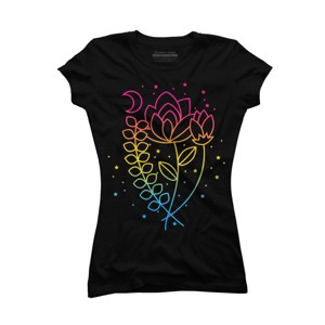 Design By CoolAnimalCo Humans Floral Pride Flag Boho Lotus By CoolAnimalCo T-Shirt - 1 of 2