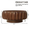 31" Round Wood Coffee Table, Drum Coffee Table with Carved Sculptural Design for Living Room or Bedroom – Cuddlewood - 4 of 4