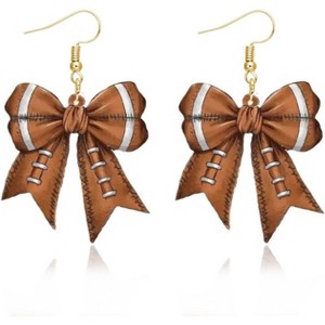 Baseball Football Earrings for Women Acrylic Bow Cheer Dangle Earrings for Game Shirts Outfits Accessories Team Sports Fan Earring Jewelry Football - 1 of 4