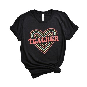 Simply Sage Market Women's Colorful Heart Teacher Short Sleeve Graphic Tee - 1 of 2