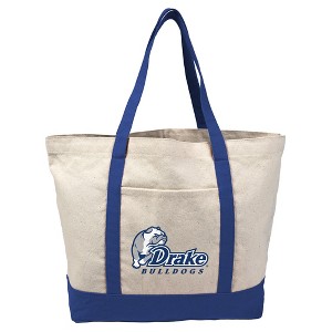 Drake University Primary Logo Canvas Tote Bag With External Pocket, Reusable Shoulder Bag for Shopping, School, Beach - 1 of 4