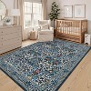 Acekool Washable Area Rug, Non-Slip Floral Botanical Carpet, Soft Low Pile Throw Rug for Living Room Bedroom Kitchen, Stain Resistant - 2 of 4