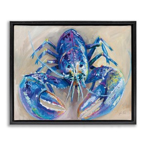 Stupell Industries Blue Lobster Impression Black Framed Floater Canvas Wall Art - 1 of 4