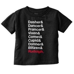 Christmas Santa's Reindeer List Toddler Baby Graphic T Shirt Brisco Brands - 1 of 4