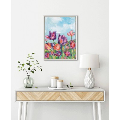 Sylvie Spring Floral Watercolor Framed Canvas Wall Art