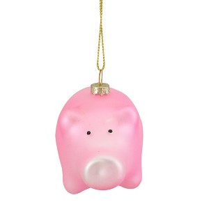 Northlight Pink Pig Glass Christmas Ornament - 4" - 1 of 4
