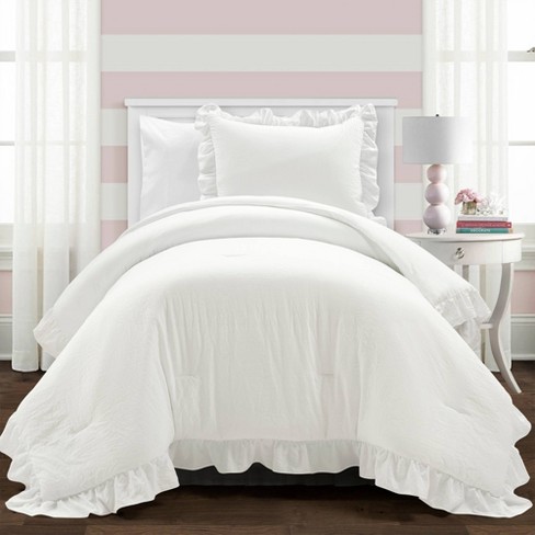 Lush Decor 3pc King Reyna Ultra Soft Oversized Comforter Set Pure White Microfiber Oeko tex Certified Includes Shams Target
