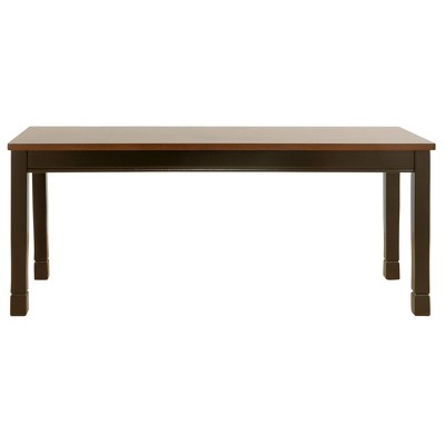 Transitional Black and Brown Wood Dining Bench