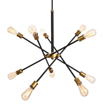 Axel 10-Light Black and Brass Adjustable Chandelier
