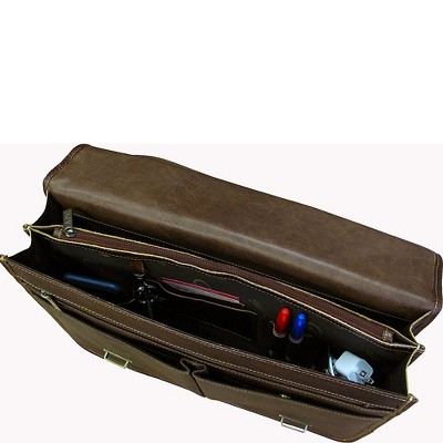 Black Genuine Leather Flapover Executive Briefcase