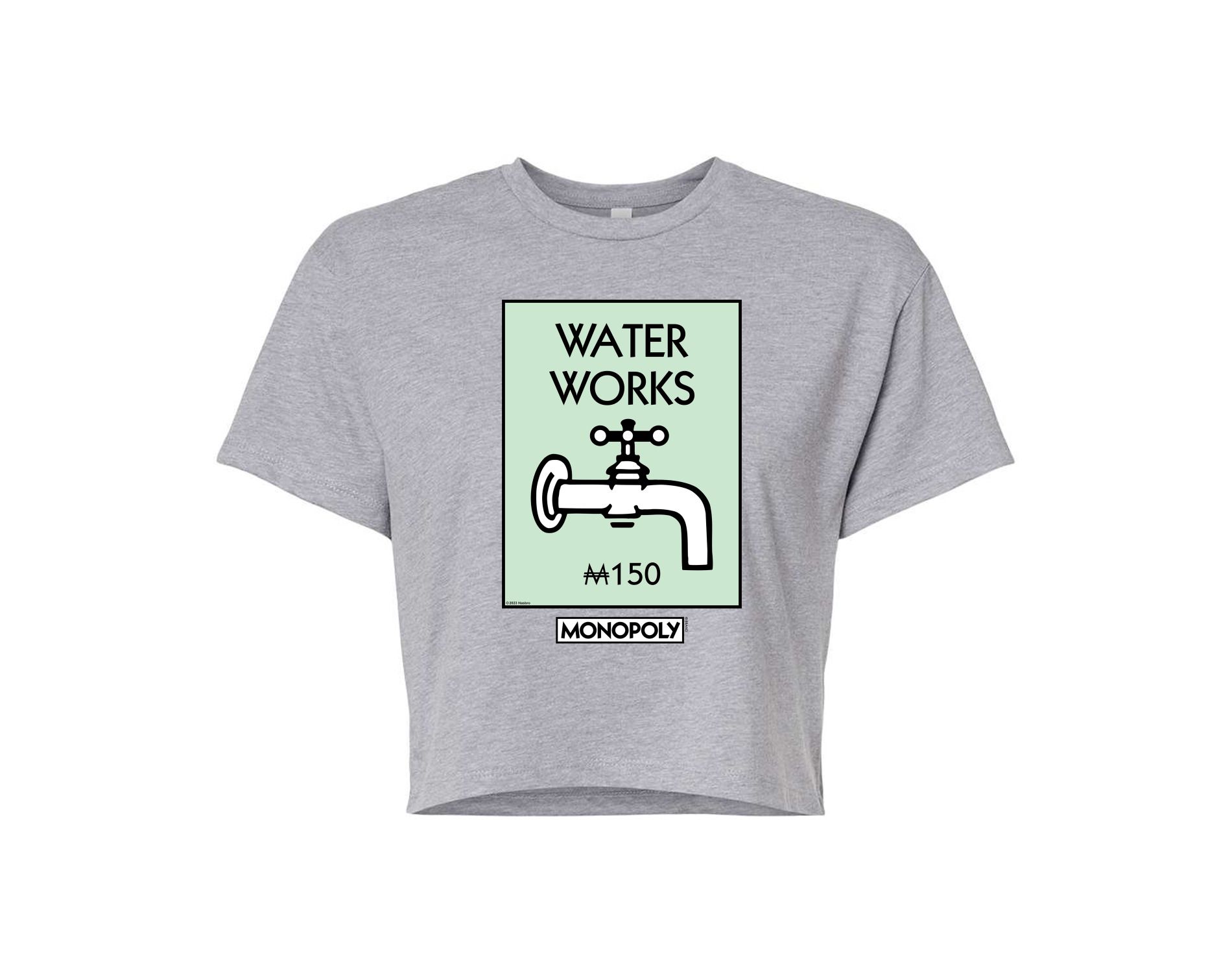 Women's Monopoly Waterworks Cropped Graphic T-Shirt - Heather Grey - Large