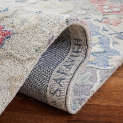 Hand-Tufted Ivory and Red Wool Runner Rug, 2'3" x 6'