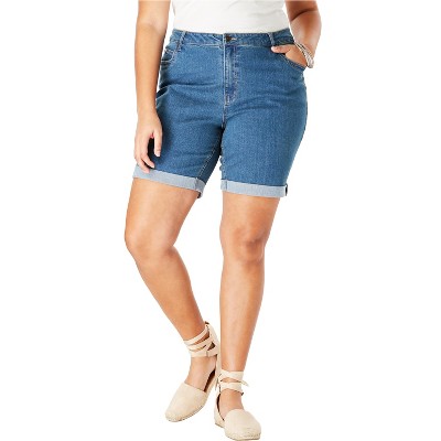 Roaman's Women's Plus Size Invisible Stretch Iconic Cuffed Short