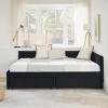 Modern Upholstered Velvet Daybed with Two Rolling Storage Drawers, Full Size Sofa Bed Frame for Living Room or Guest Room – The Pop Home - 2 of 4