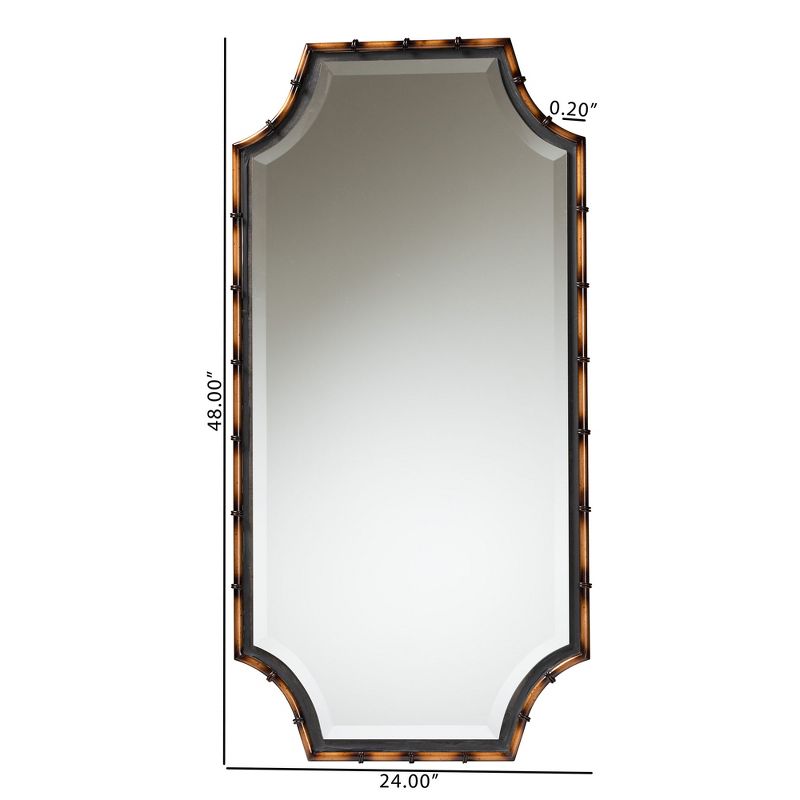 Baxton Studio Lieven Rustic Glam and Luxe Two-Tone Light Brown and Black Finished Metal Accent Wall Mirror, 4 of 5