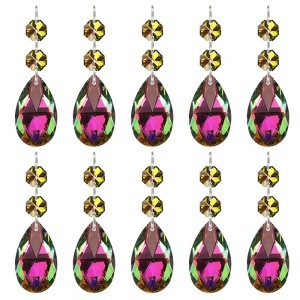 Unique Bargains Hanging Ornament DIY Craft Teardrop Crystal Chandelier Pendant Beads 3.35" x 1.5" 10 Pcs - 1 of 4