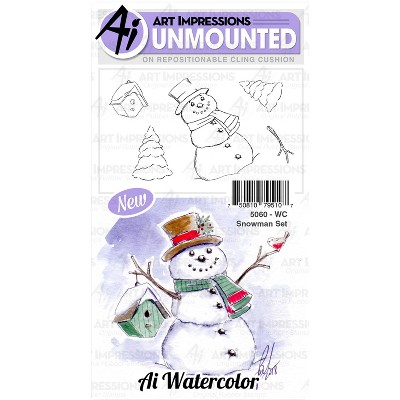 Art Impressions Watercolor Cling Rubber Stamps-snowman : Target