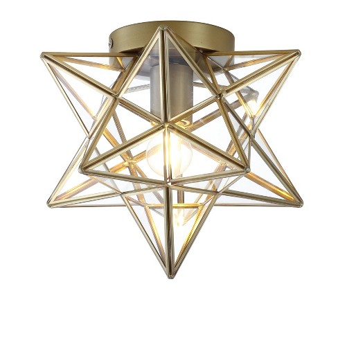 12 Metal Glass Stella Moravian Star, Moroccan Star Flush Mount Ceiling Light