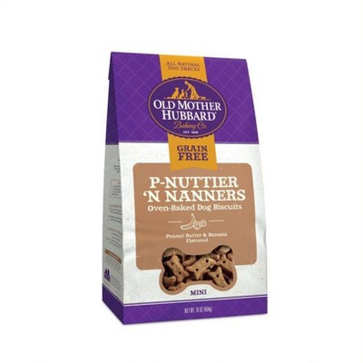 Old Mother Hubbard Grain Free Crunchy P-Nuttier 'N Nanners Biscuits Mini Oven Baked Dog Treats – 16oz