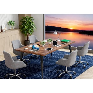 Gulches 6FT Conference Table (70.8"Lx31.5"Wx29.5"H), Modern Industrial Rectangular Meeting Room Desk with Metal Legs (Brown & Black) - 1 of 4