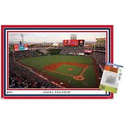 Trends International MLB Los Angeles Angels - Angel Stadium 22 Unframed Wall Poster Print Clear Push Pins Bundle 14.725" x 22.375"