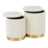 Marla Contemporary Nesting Pleated Ottoman Set in Gold Metal and Cream Velvet by LumiSource - 4 of 4