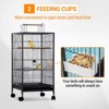 40" Large Standing Bird Cage, Metal Parrot Cage with Wood Perches & Pull Out Tray, Flight Bird Cage with Water Bottle & Feeder for Parakeet - 3 of 4