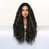 Jessie's Wig Long Curly Wig Black to Dark Brown Ombre with Volume Heat Resistant Synthetic Hair Wigs For Women 28 Inch - 4 of 4