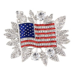 Anna-Kaci Crystal Rhinestone 4th of July American USA Flag Patriotic Pin Brooch - 1 of 4