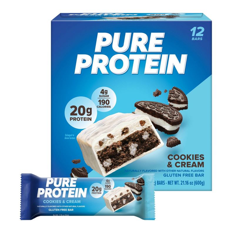 Pure Protein Bar - Cookies &#38; Cream - 12pk, 1 of 8
