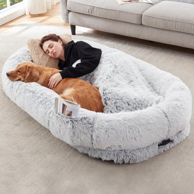 Paaaawaters Human Dog Bed, 63''x31.4''x9.5'' Size Fits You and Pets, Washable Faux Fur Dog Bed for People Doze Off, Napping Orthopedic Dog Bed