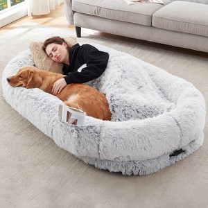 Paaaawaters Human Dog Bed, 63''x31.4''x9.5'' Size Fits You and Pets, Washable Faux Fur Dog Bed for People Doze Off, Napping Orthopedic Dog Bed - 1 of 4