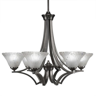 Toltec Lighting Zilo 6 - Light Chandelier in  Graphite with 7" Frosted Crystal Shade
