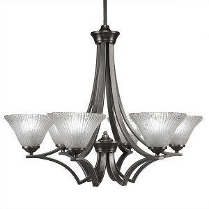 Toltec Lighting Zilo 6 - Light Chandelier in  Graphite with 7" Frosted Crystal Shade - 1 of 1